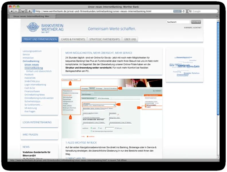 Bankverein Werther: Website, Ansicht 4