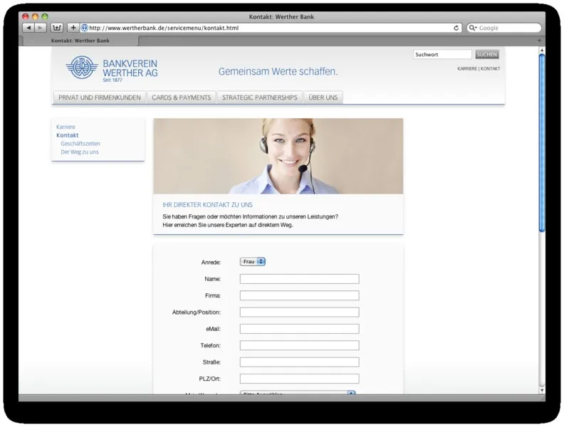 Bankverein Werther: Website, Ansicht 5