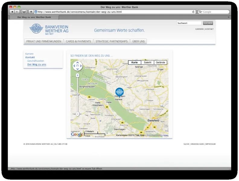 Bankverein Werther: Website, Ansicht 6