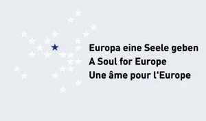 Markenzeichen mit Sternen und dem Leitsatz Europa eine Seele geben
