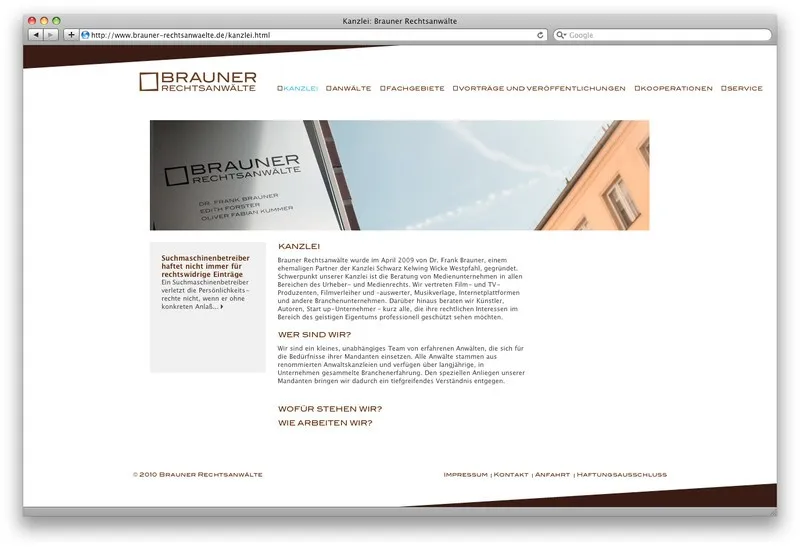 Brauner Rechtsanwälte: Brauner Website - Startseite
