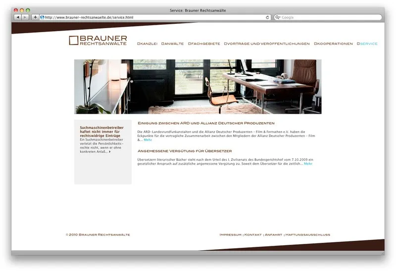 Brauner Rechtsanwälte: Brauner Website - Service