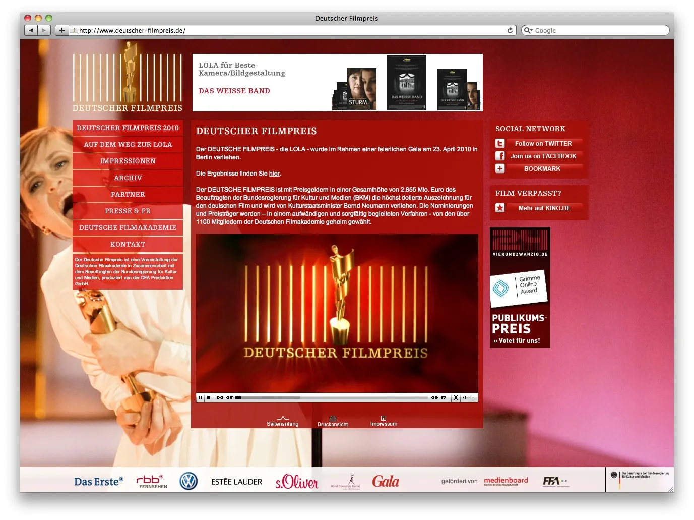 Deutscher Filmpreis: Website
