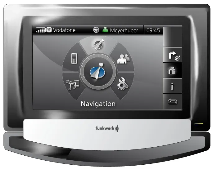 Navigationsgerät mit Radialmenü der Interface-Oberfläche, Bereich Navigation