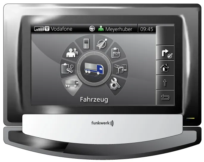 Radialmenü im Bereich Fahrzeug des Navigationsgeräts