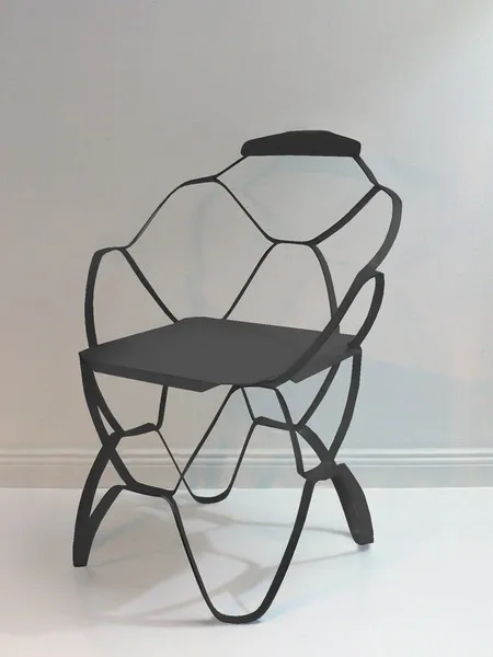 Louis Chair in Schwarz mit wabenartigem Netz aus Stahl