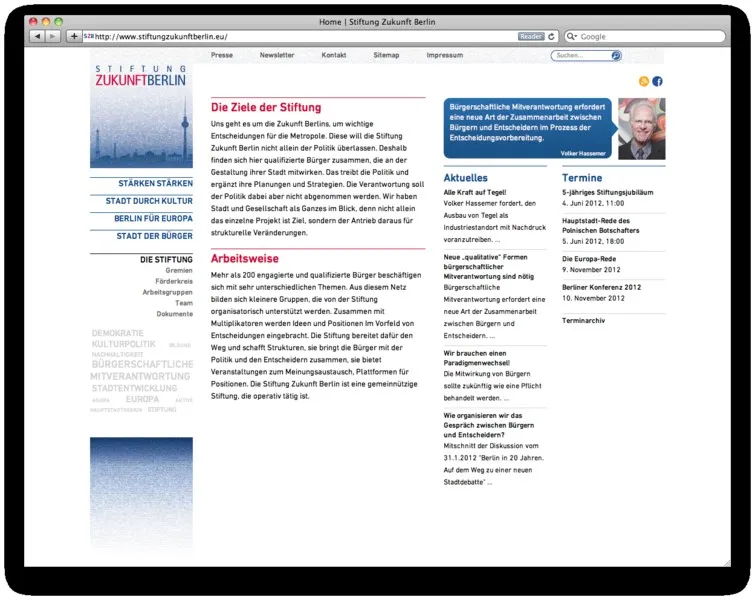 Stiftung Zukunft Berlin: Stiftung Zukunft Berlin web home