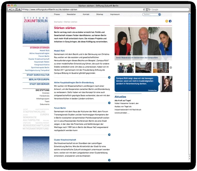 Stiftung Zukunft Berlin: Stiftung Zukunft Berlin web sub1