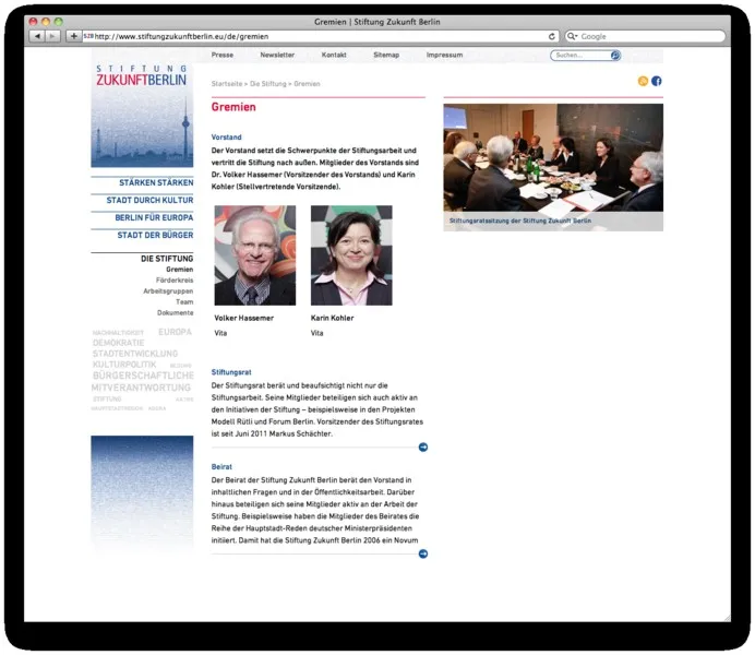 Stiftung Zukunft Berlin: Stiftung Zukunft Berlin web sub3