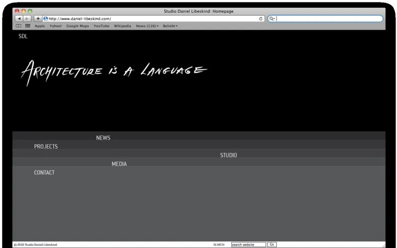 Studio Daniel Libeskind: Website, Ansicht 1