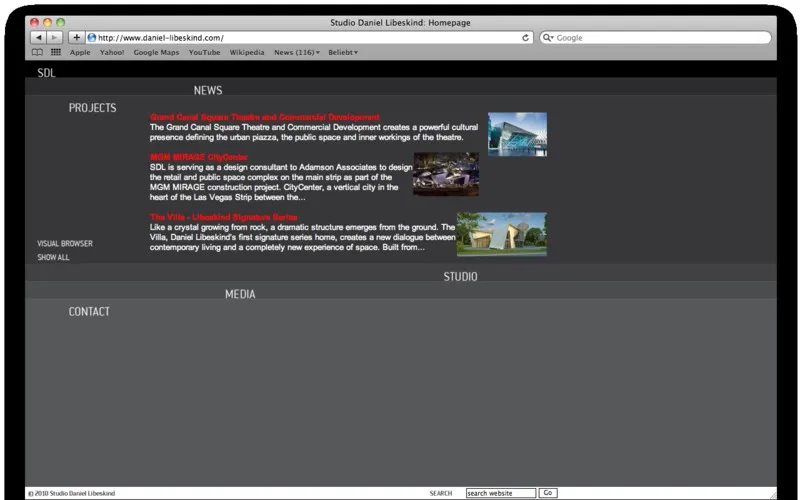 Studio Daniel Libeskind: Website, Ansicht 2