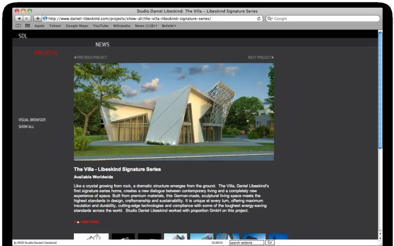 Studio Daniel Libeskind: Website, Ansicht 3