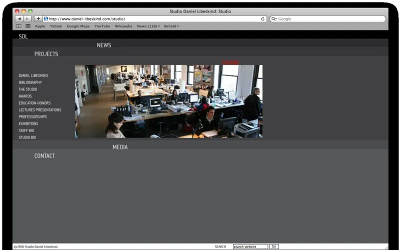 Studio Daniel Libeskind: Website, Ansicht 5